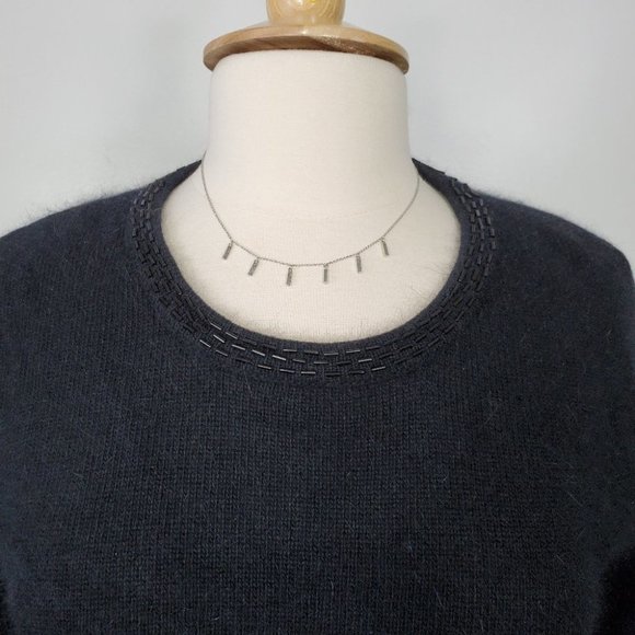 Bridgetown Collection Black Beaded Neckline Angora Wool Blend Sweater Size M - Picture 2 of 7